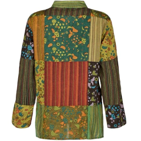 Wicked Dragon Forest Folk Men’s Bohemian Patchwork Shirt in the Size X-Large - Picture 2 of 12